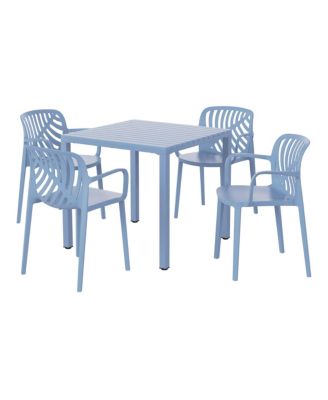 5-Piece Outdoor Square Dining Table Patio Set with Stackable Patio Dining Chairs