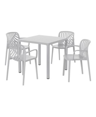 5-Piece Outdoor Square Dining Table Patio Set with Stackable Patio Dining Chairs