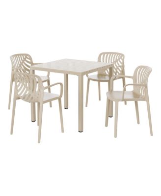 5-Piece Outdoor Square Dining Table Patio Set with Stackable Patio Dining Chairs