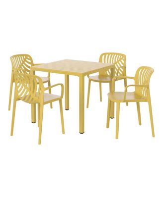 5-Piece Outdoor Square Dining Table Patio Set with Stackable Patio Dining Chairs