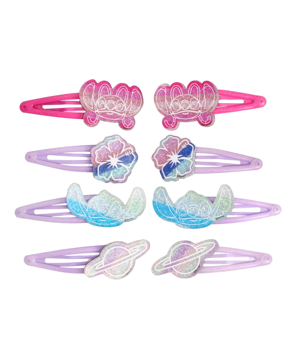 Disney Stitch Hair Clip 8-Piece Set Official License, Snap Back Clips for Hair, Lilo and Stitch Accessories, Small Gifts