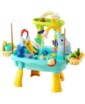 Kids Sand Water Table Electric Pump Kitchen Sink Fishing Toys