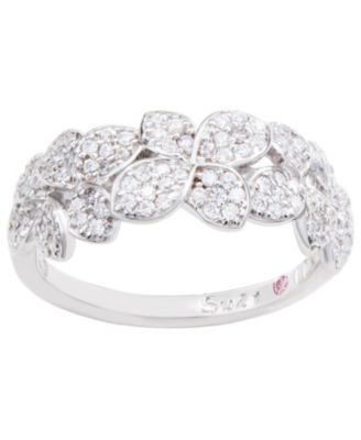 Sterling Silver Cubic Zirconia Multi Flower Band Ring