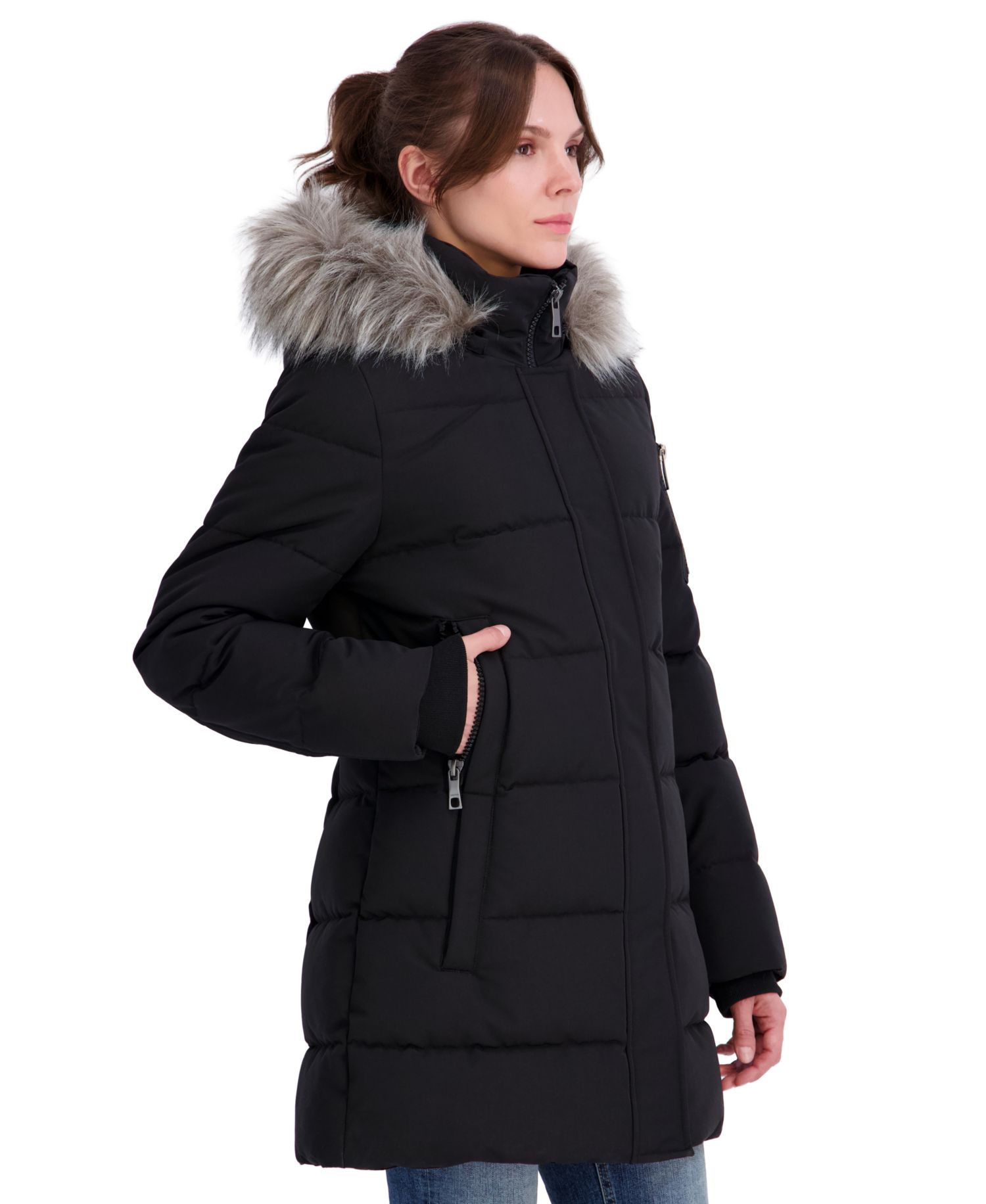 Women's Faux-Fur-Trim Hooded Puffer Coat