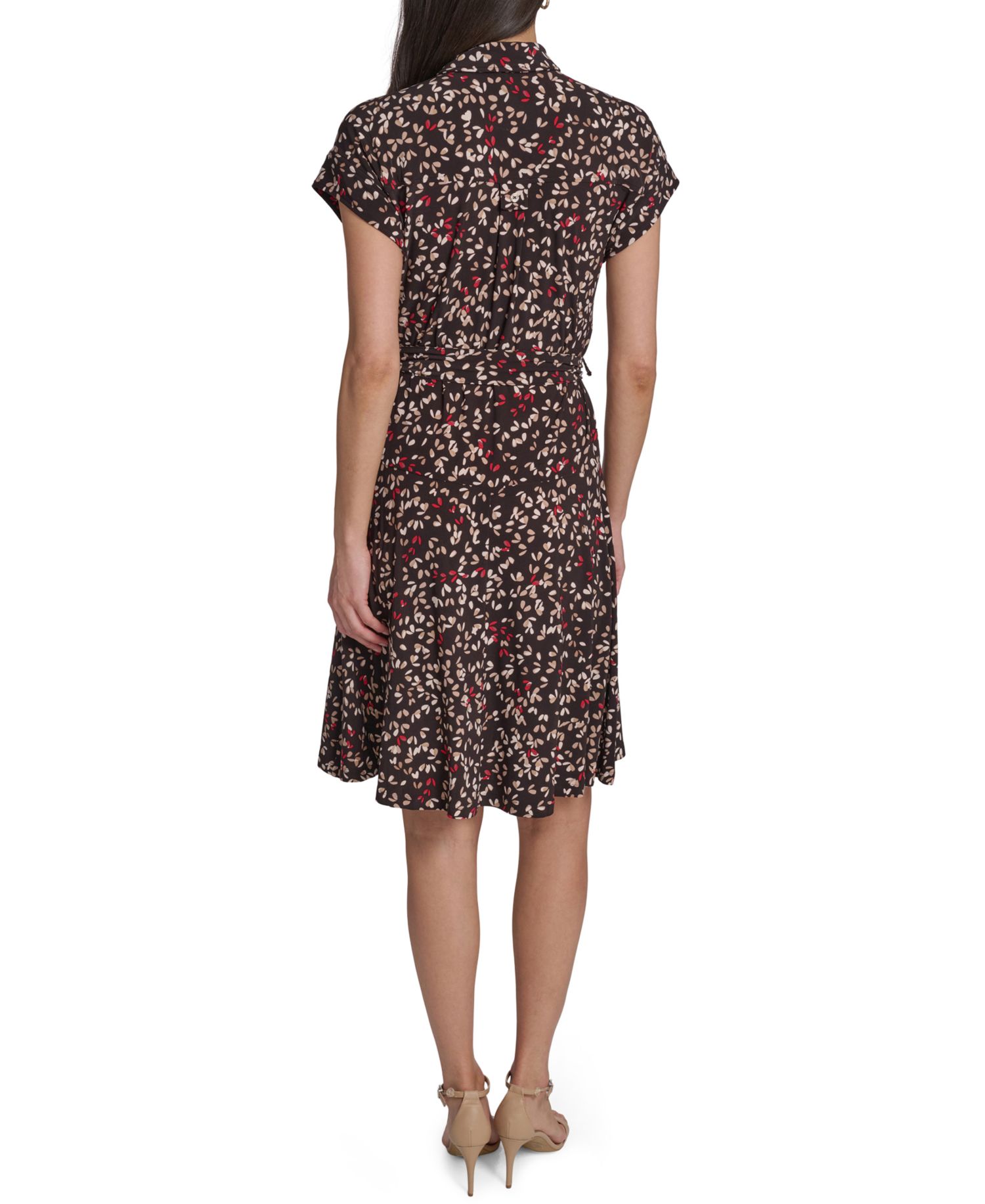 Women's Short-Sleeve Self-Tie Jersey Shirt Dress