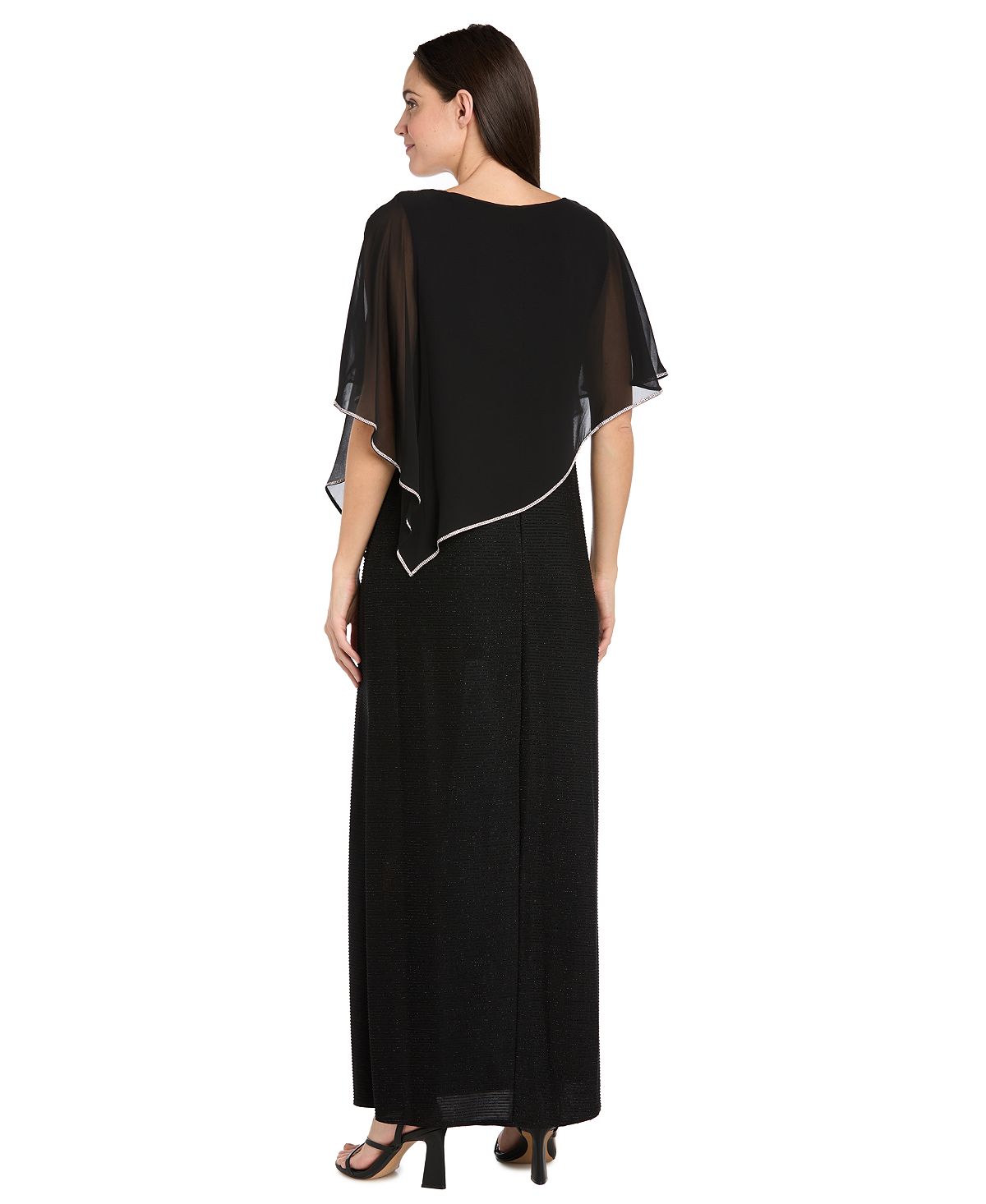 R & M Richards Petite Scoop Neck Rhinestone Poncho Gown view 3 — MAYCSS fashion products