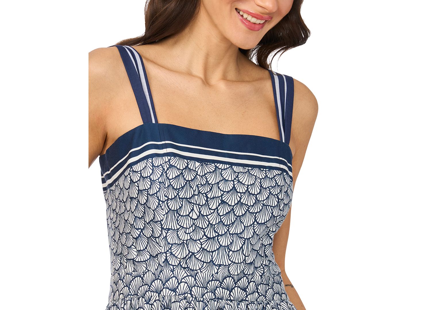 Women's Sleeveless Square Neck Tiered Midi Dress