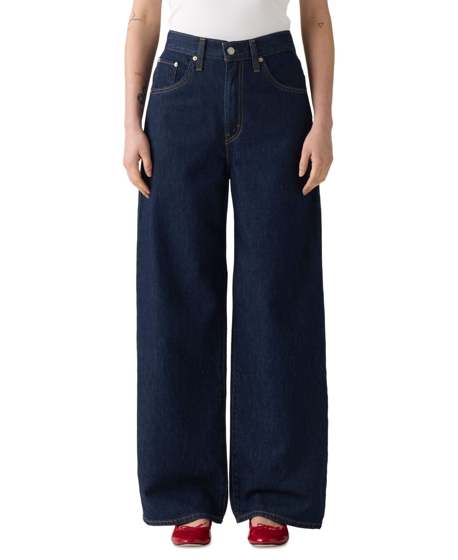 Women's Cinch-Waist Lightweight Baggy Jeans
