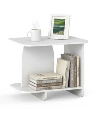 2-Tier End Table Modern Side Table w/ Open Storage Shelf Wooden Nightstand