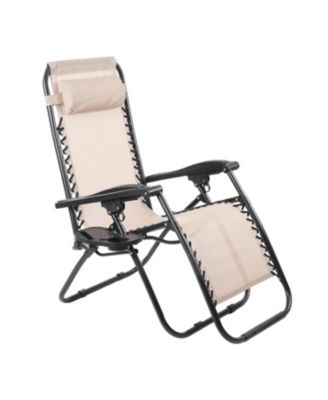 Zero Gravity Folding Reclining Lounge Chair With Side Table Cup Holder