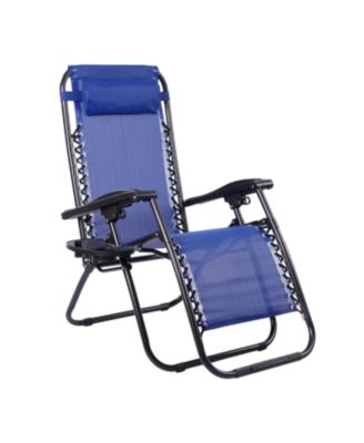 Zero Gravity Folding Reclining Lounge Chair With Side Table Cup Holder