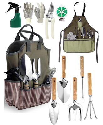 Garden Tools Set Stainless Steel Wooden Handle Tote Bag Gloves Watering Can