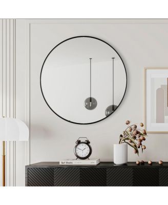 28" Round Wall Mirror, Bathroom Vanity Mirror for Entryway, Bedroom and Living Room