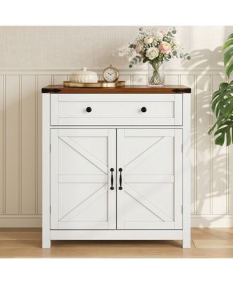 Farmhouse Storage Cabinet with Drawer and Adjustable Shelf