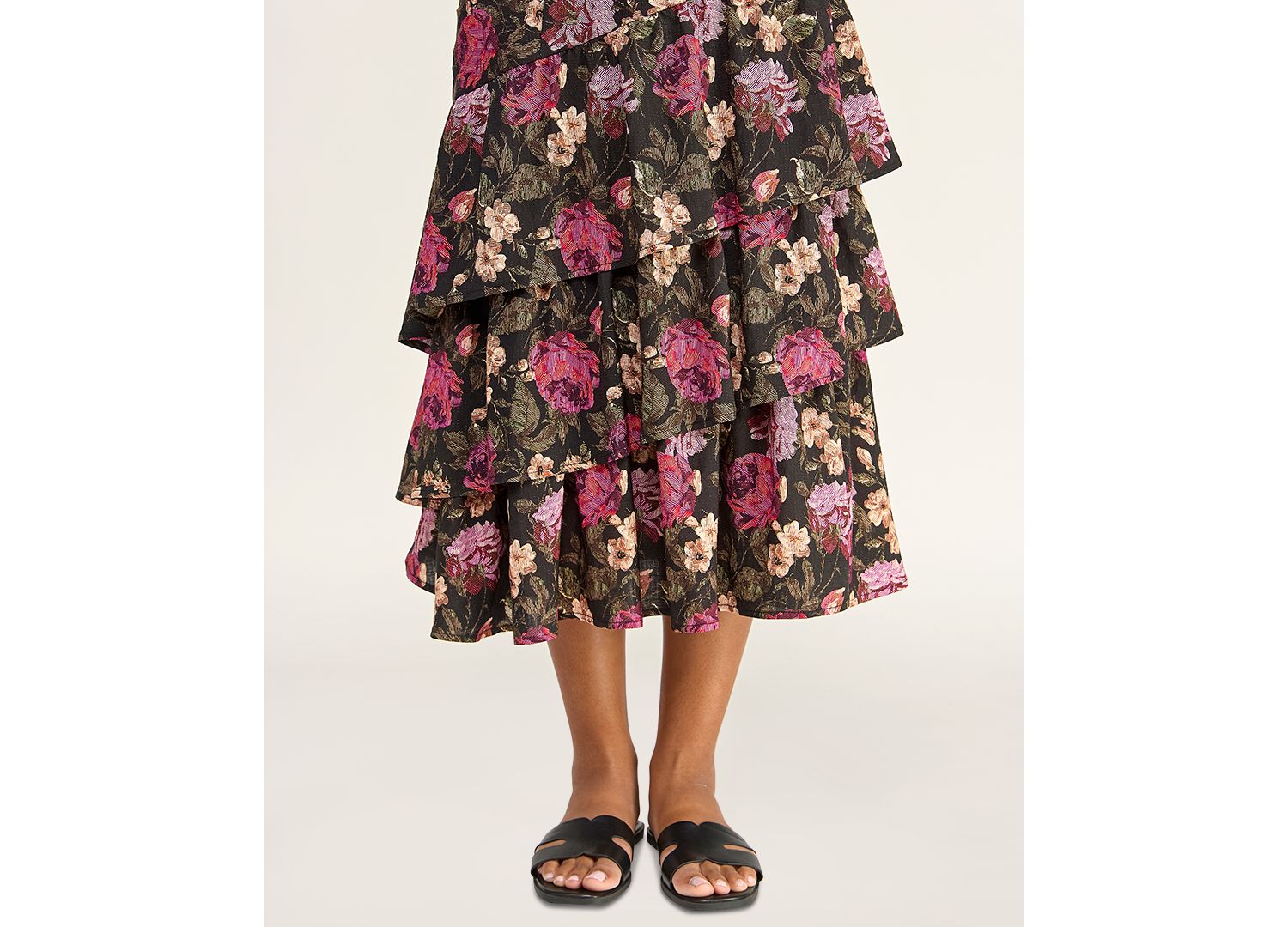 Juniors' Floral Tiered Midi Dress