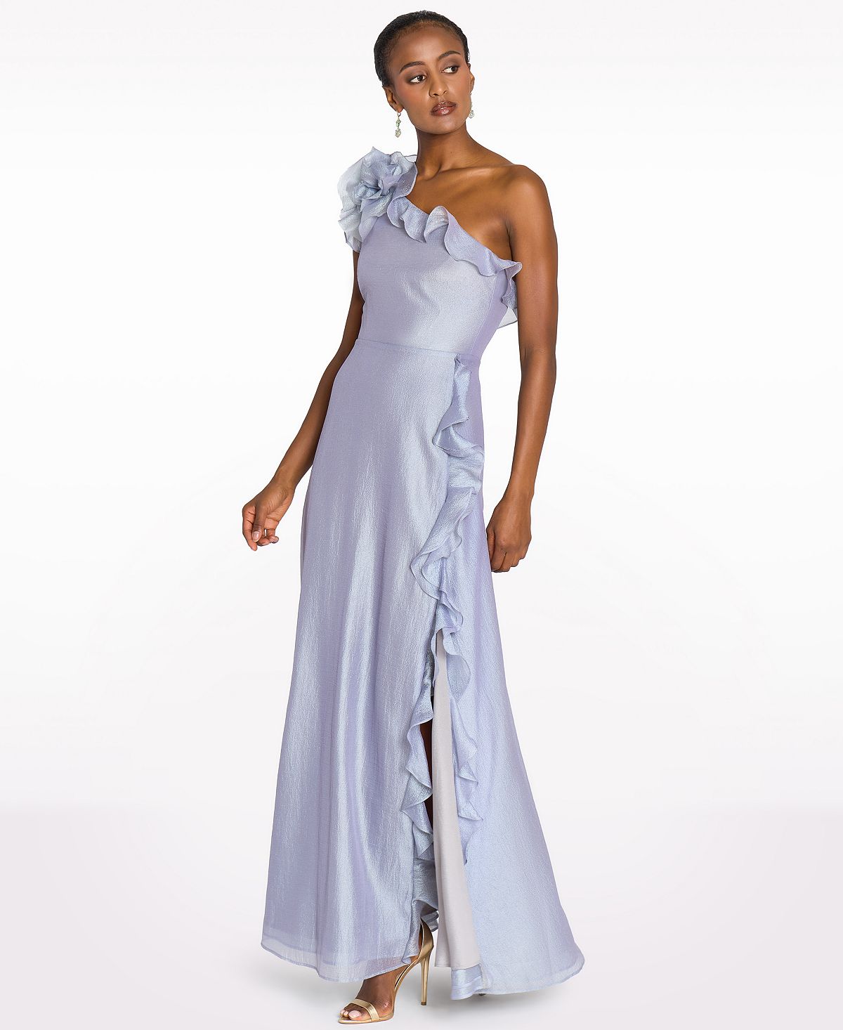 Marchesa Notte Women's One-Shoulder Side Slit Gown view 2 — MAYCSS fashion products