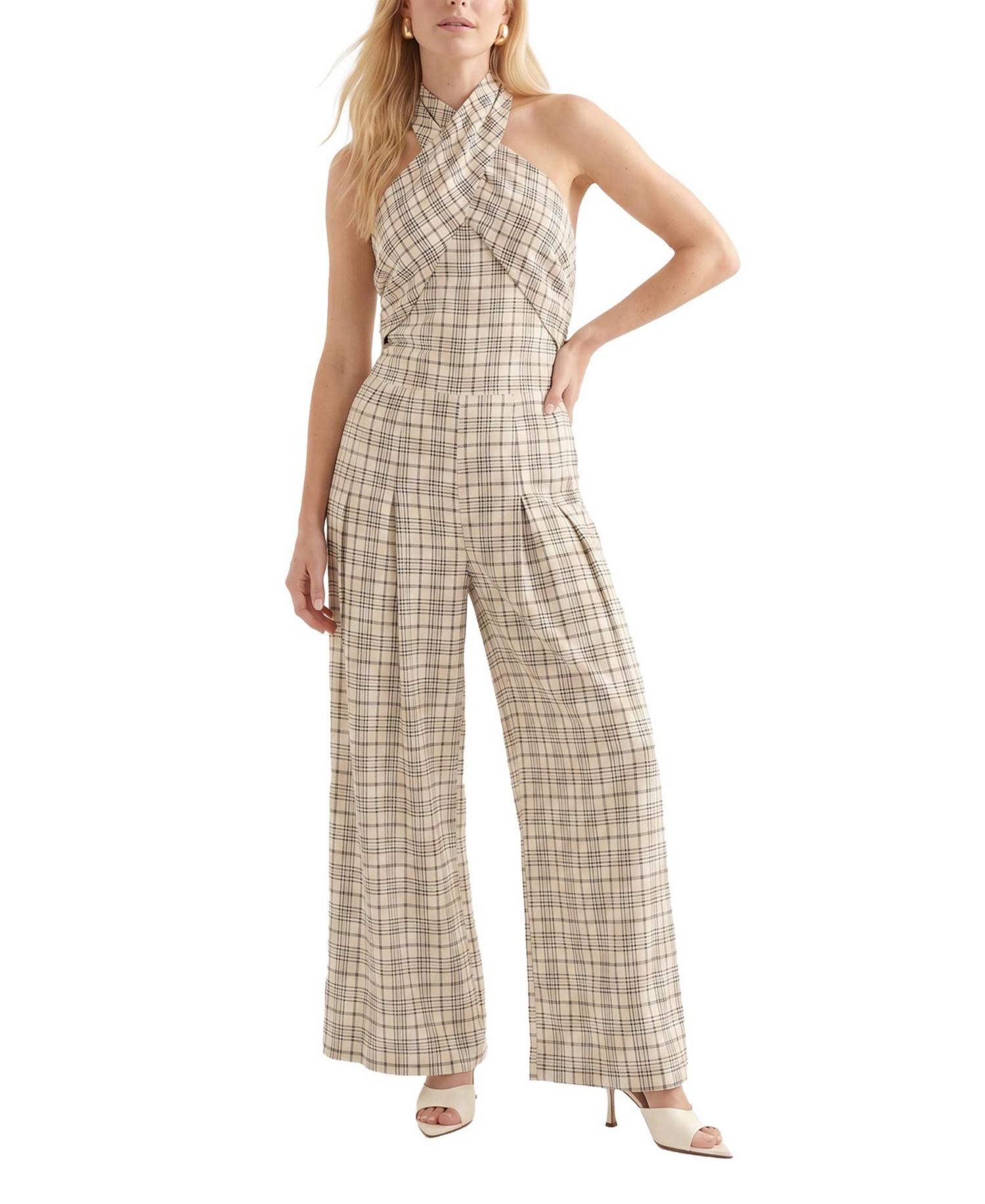 Women's Ardern Halterneck Check Culotte Jumpsuit