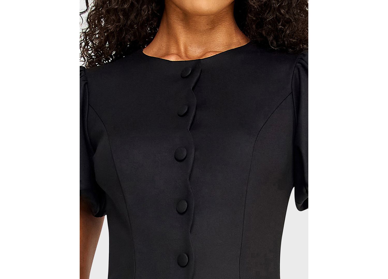 Juniors' Scallop Button-Front Mini Dress