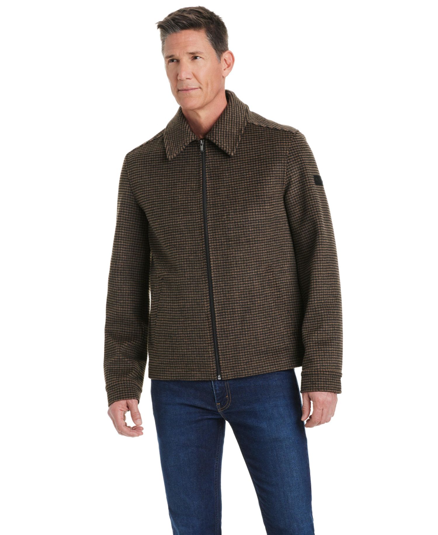 Men's Men s Zip Front Faux Wool Jacket
