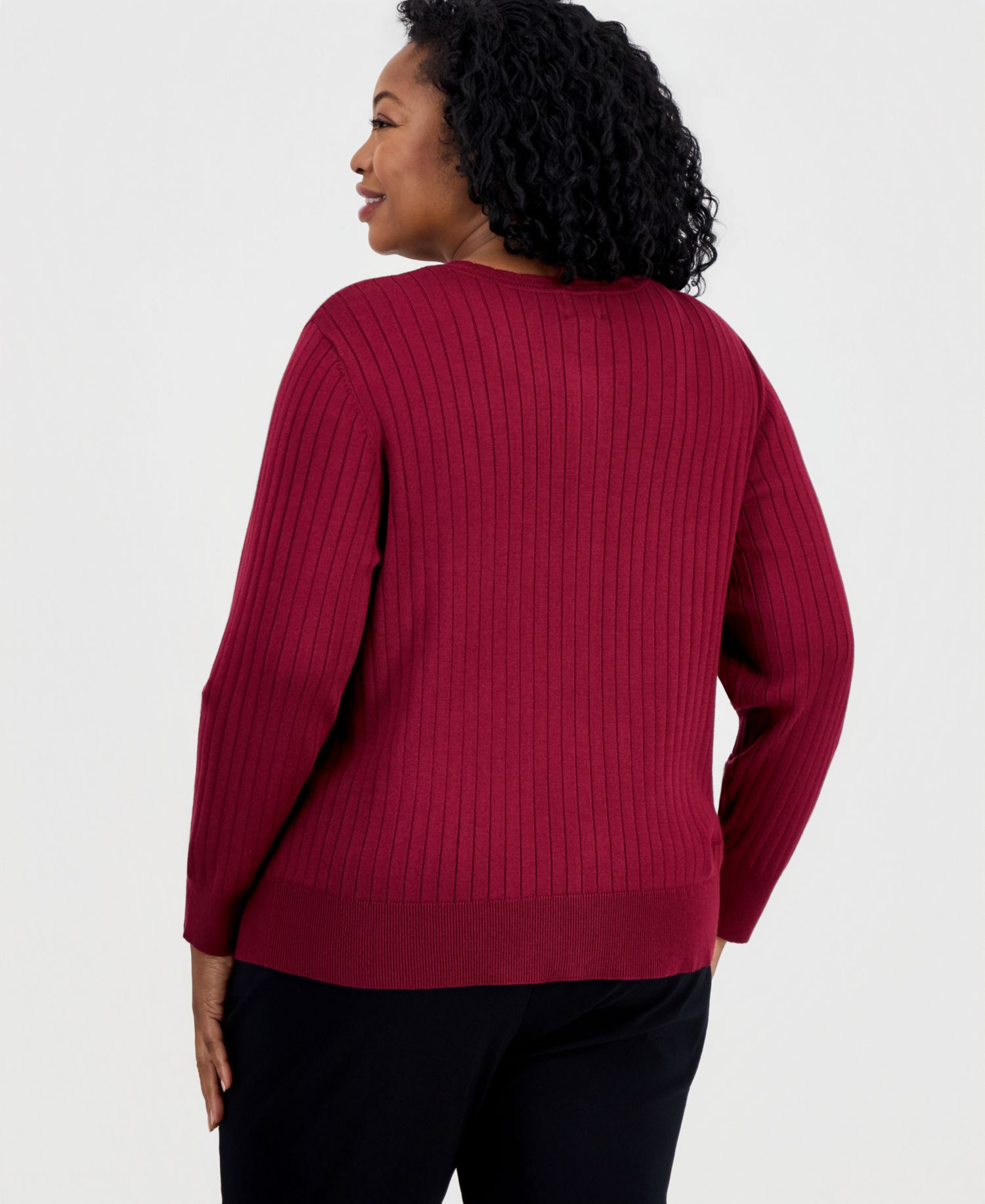 Petite Ribbed Button-Down Cardigan Sweater