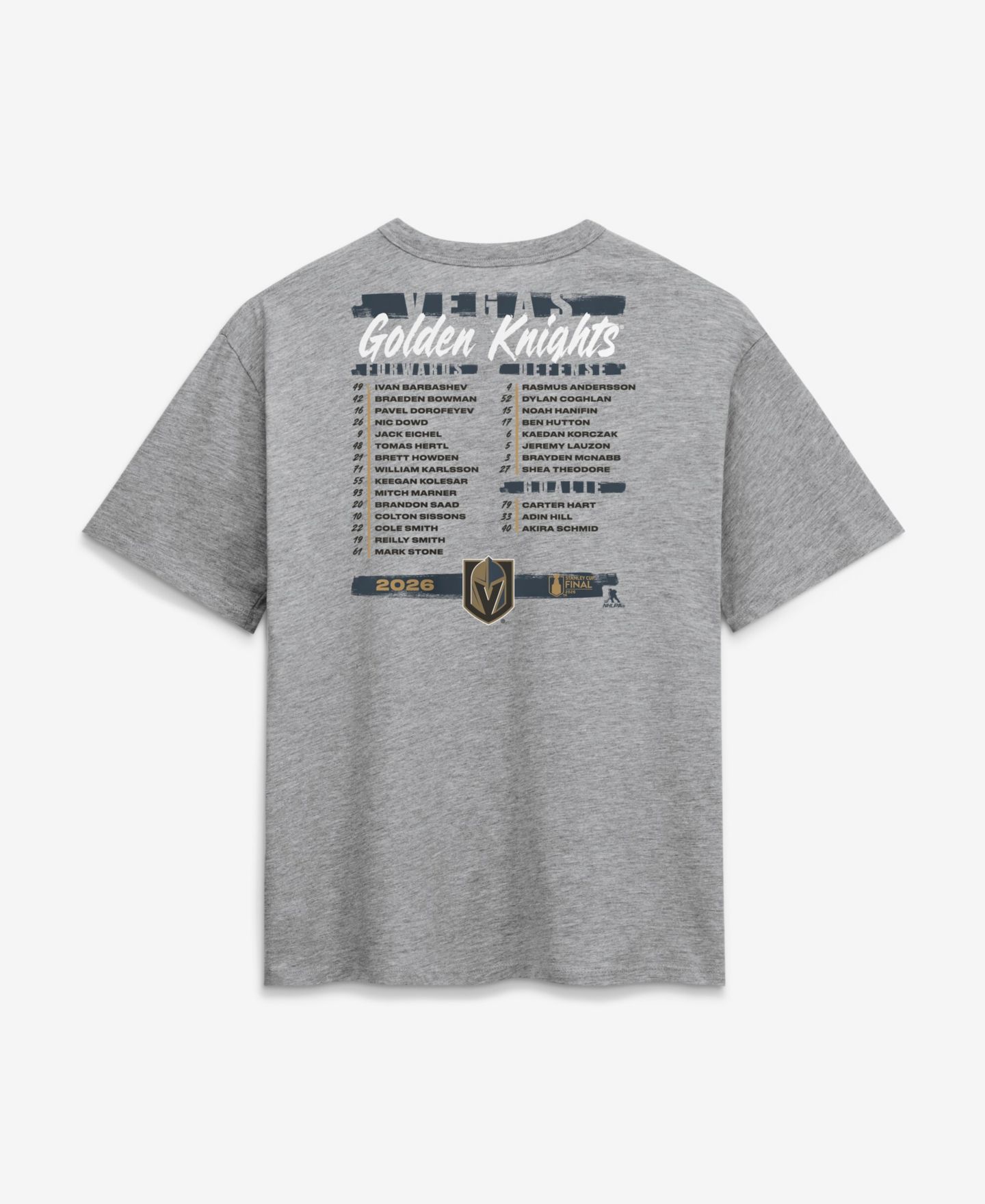 Женская футболка Fanatics Heather Gray Vegas Golden Knights 2026 Stanley Cup Final Roster — фото 2
