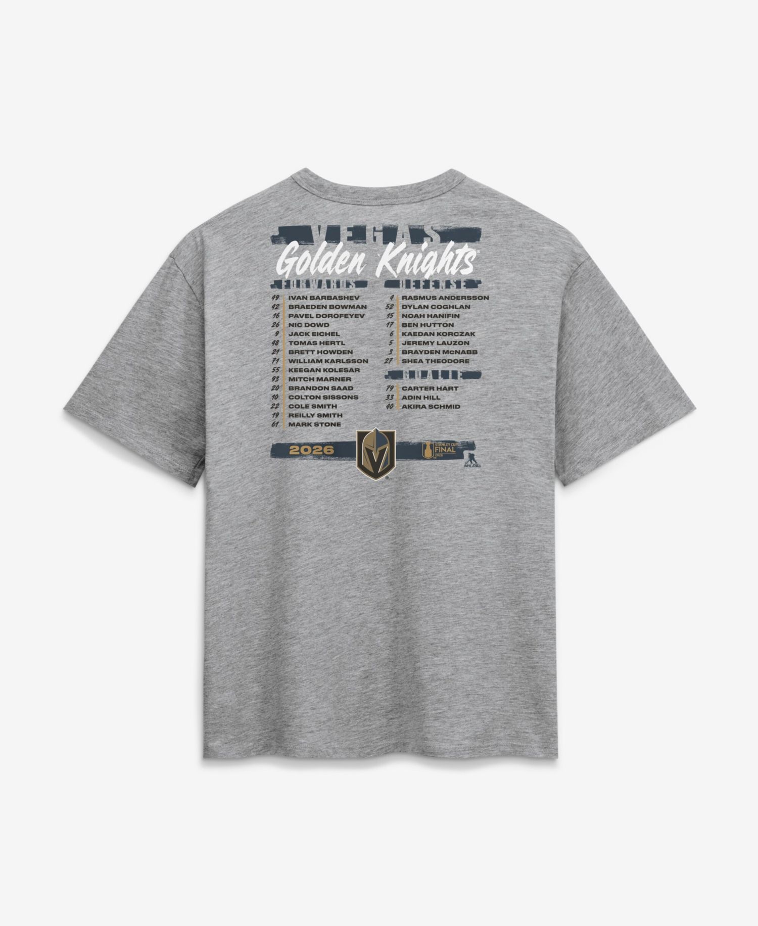 Women's Heather Gray Vegas Golden Knights 2026 Stanley Cup Final Roster T-Shirt