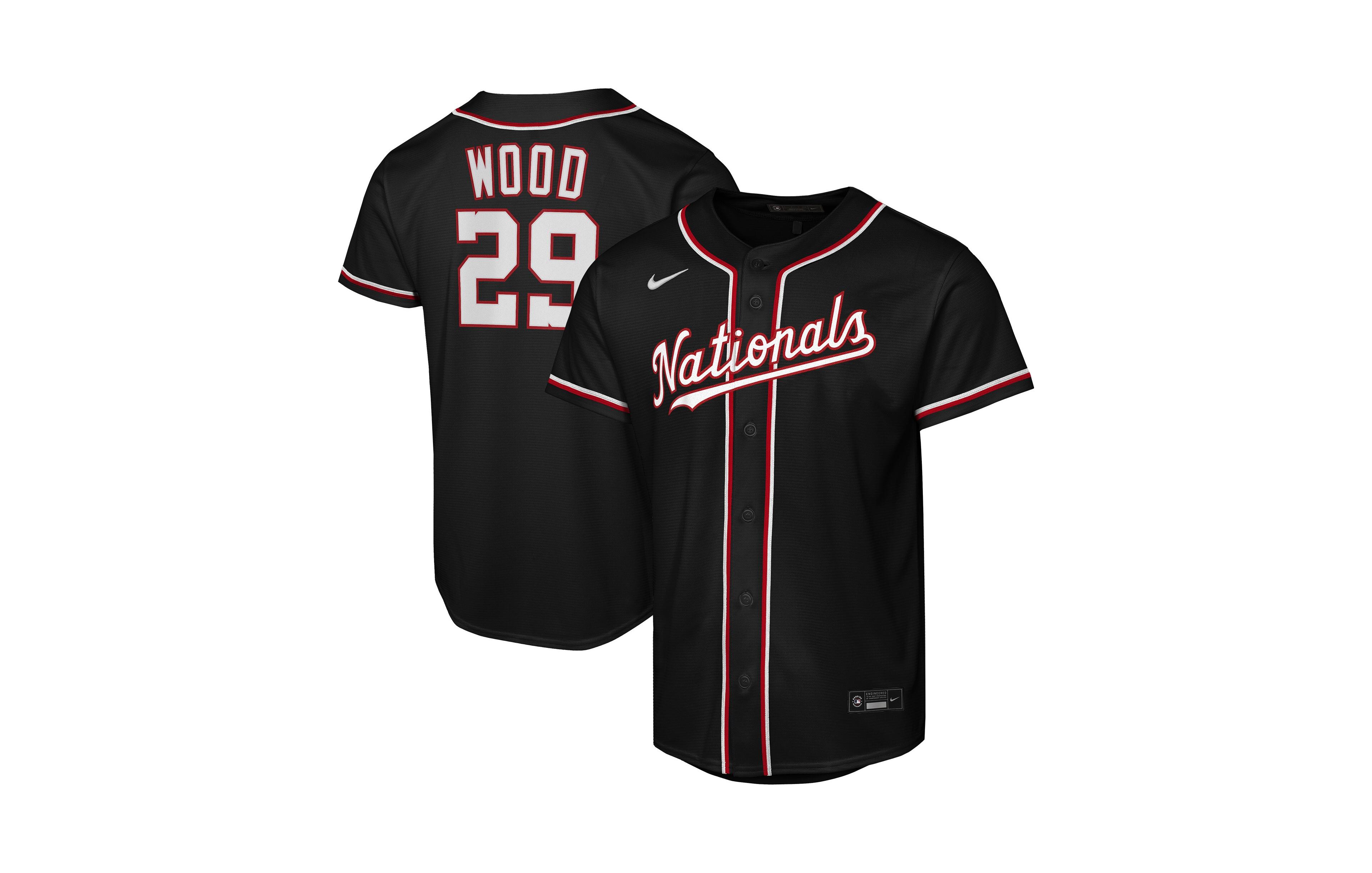 Nike Big Boys and Girls James Wood Black Washington Nationals Fashion Replica Player Jersey