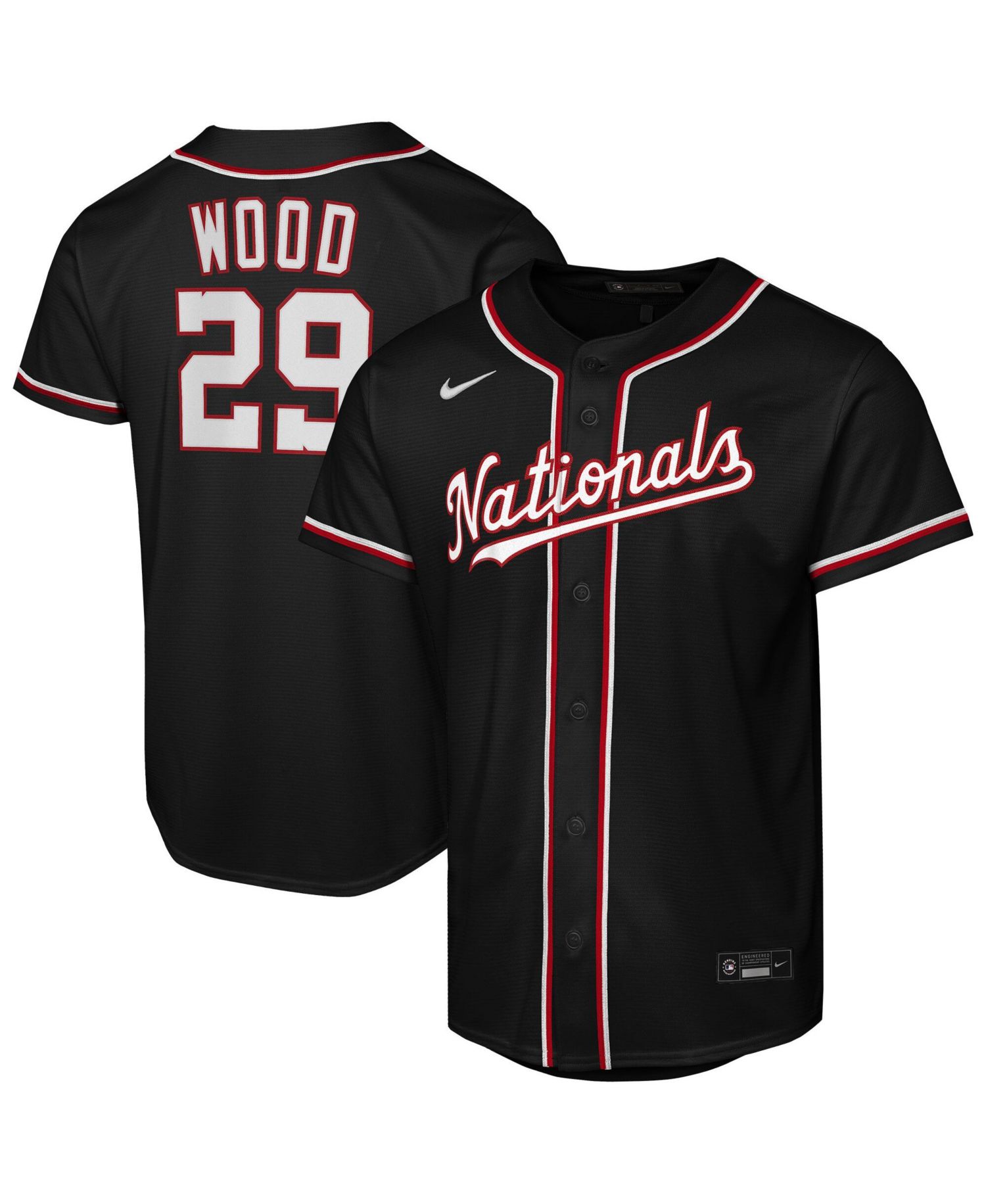 Big Boys and Girls James Wood Black Washington Nationals Fashion Replica Player Jersey