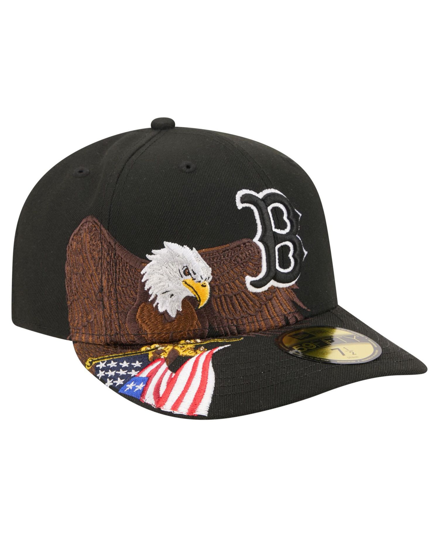 Men's Black Boston Red Sox Americana Bald Eagle Pre-Curved 59FIFTY Fitted Hat