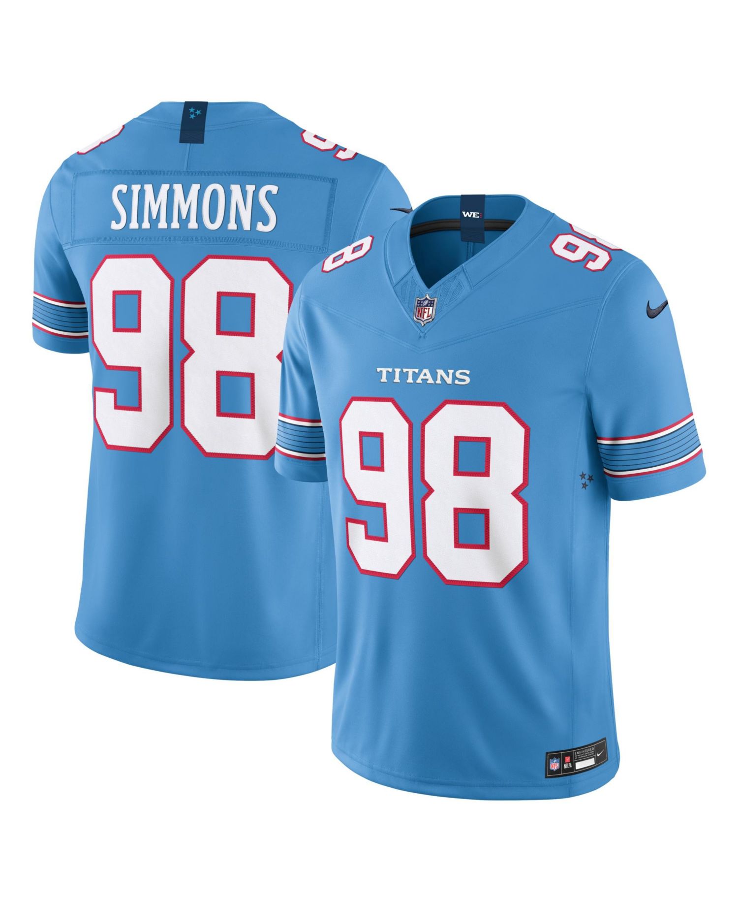 Men's Jeffery Simmons Light Blue Tennessee Titans Vapor F.U.S.E. Sewn Down Limited Jersey