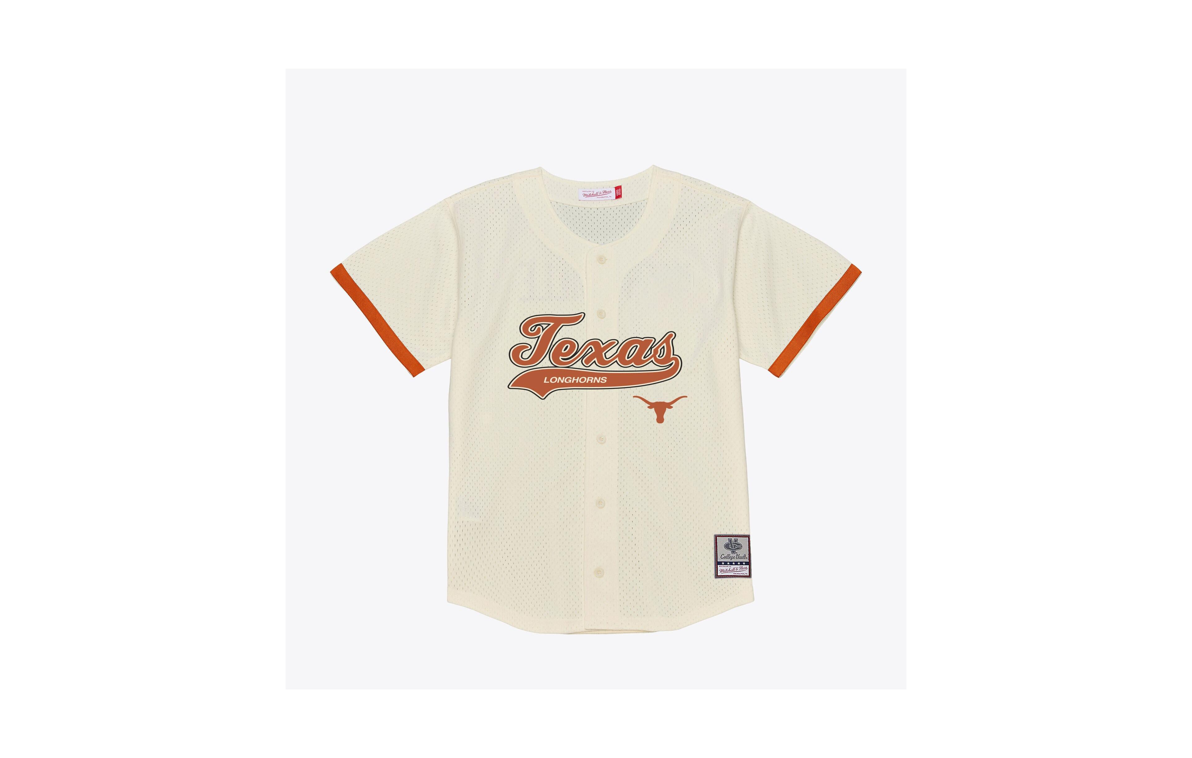 Mitchell & Ness Men's Mitchell Ness Cream Texas Longhorns Mesh Button-Up Batting Practice Baseball Jersey
