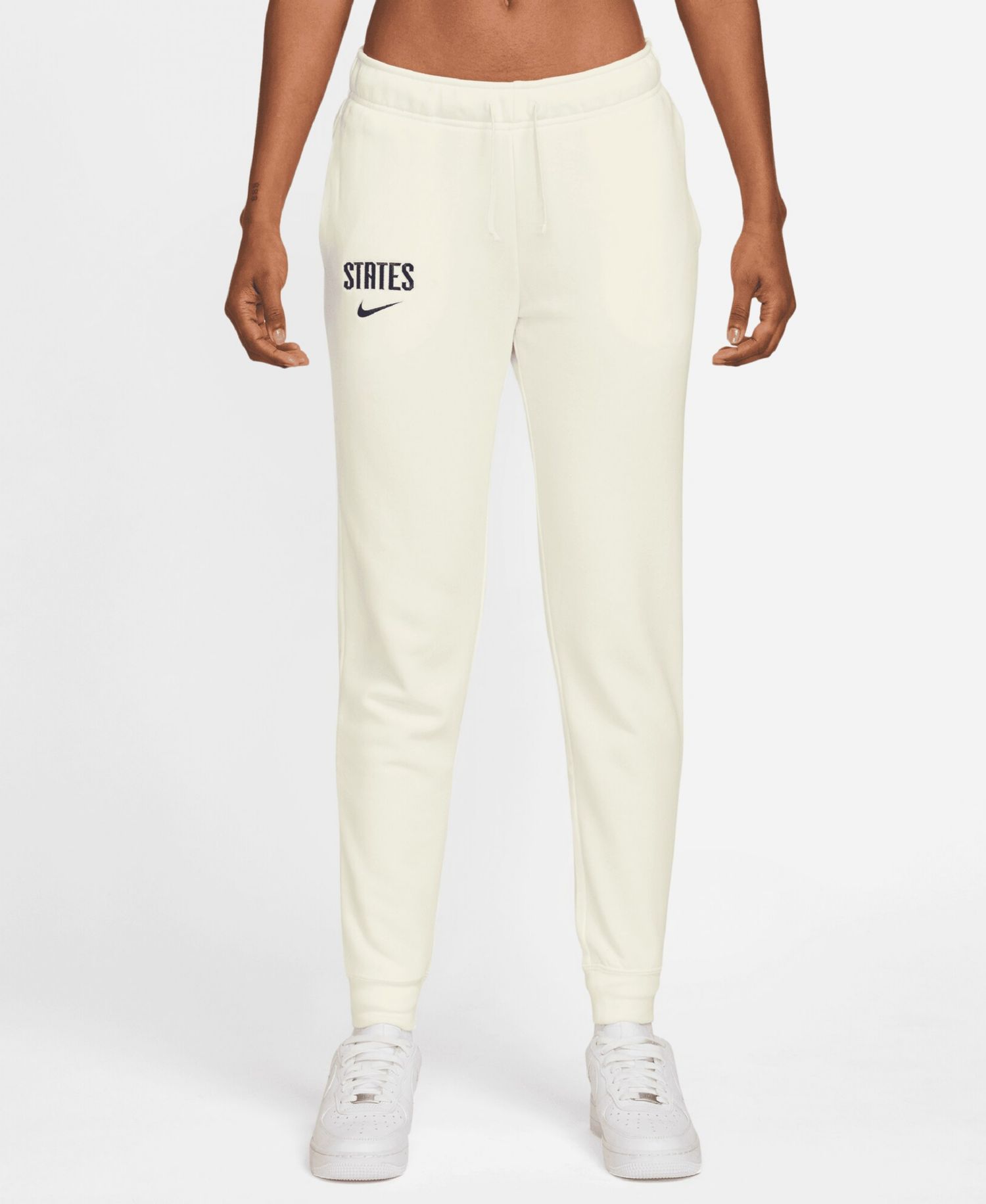 Women's White USMNT Club Fleece Mid-Rise Pants