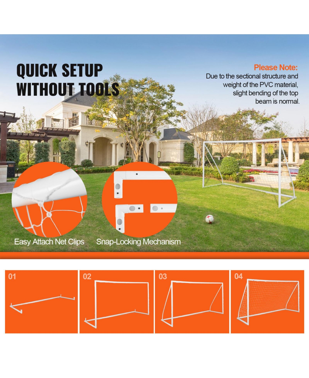 Vevor Portable Soccer Goal Kids Soccer Net Carry Bag Backyard Training