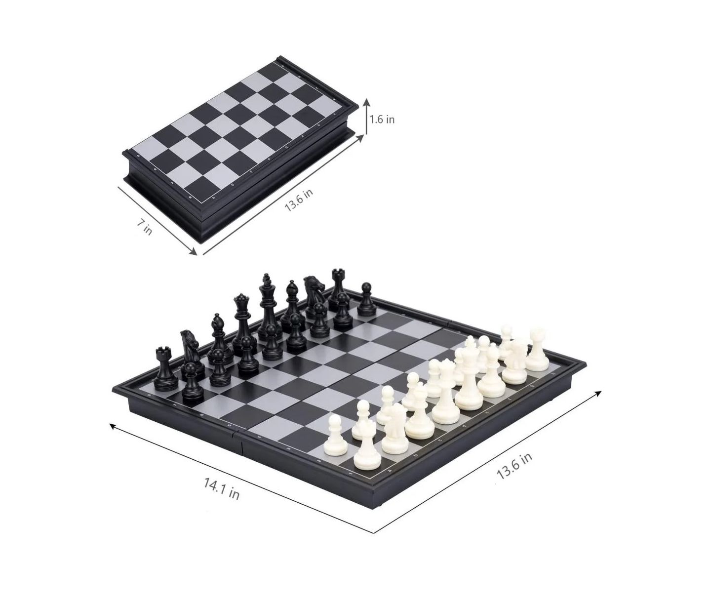 Детские настольные игры Cowin Magnetic Foldable Chess Set, 32-Piece Board Game, цвет: Чёрный — фото 3