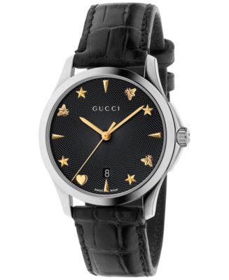 Gucci Women's Swiss Automatic G-Timeless Black Alligator Leather