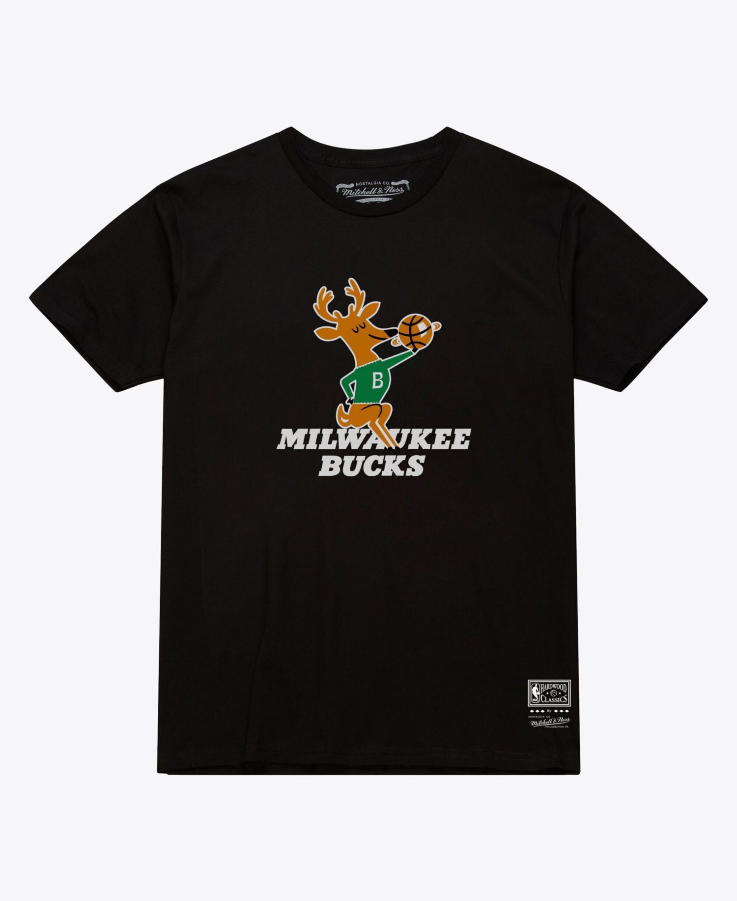 Men's and Women's Black Milwaukee Bucks Hardwood Classics Arch T-Shirt