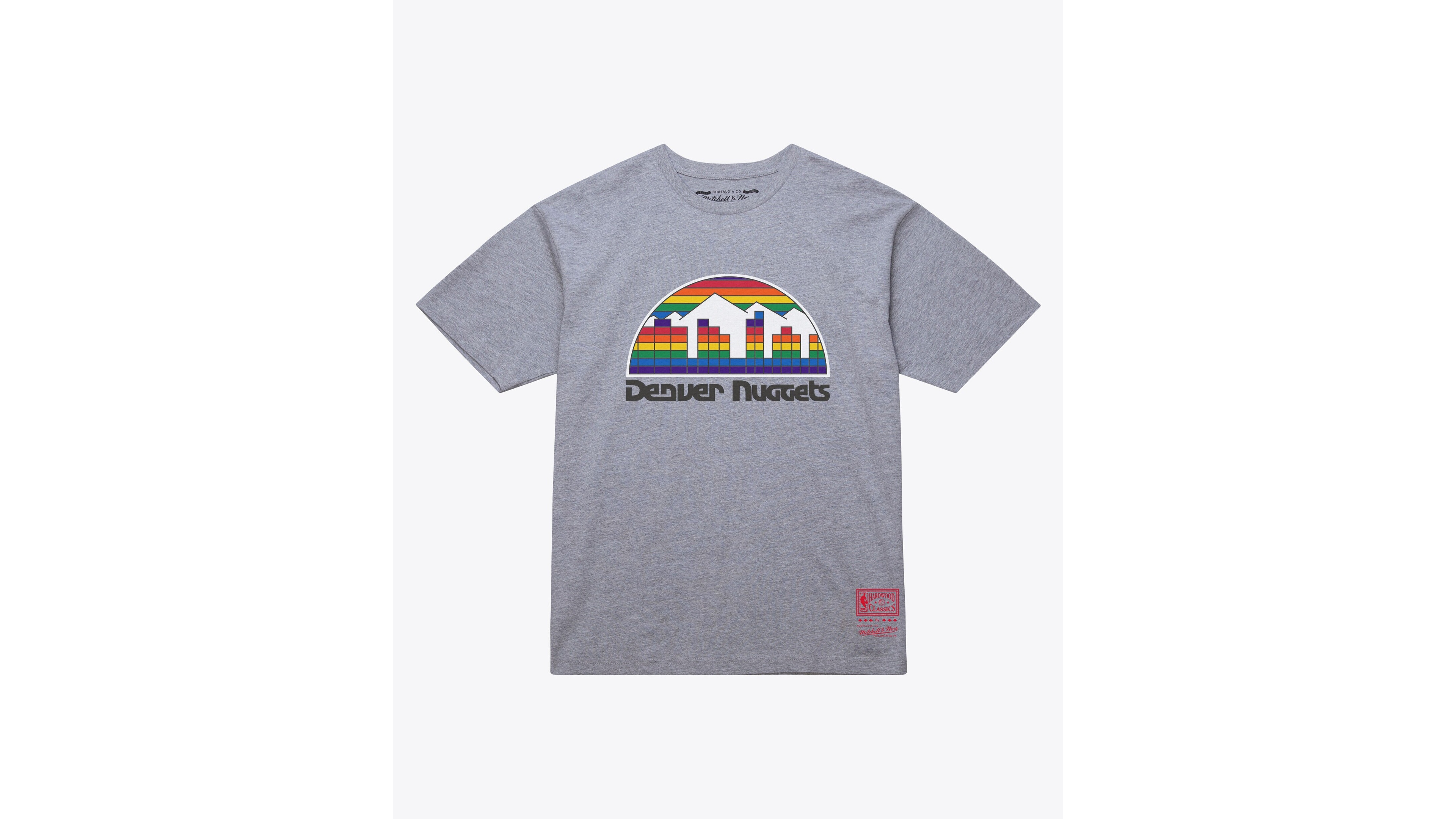 Mitchell & Ness Men's and Women's Heather Gray Denver Nuggets Hardwood Classics Arch T-Shirt