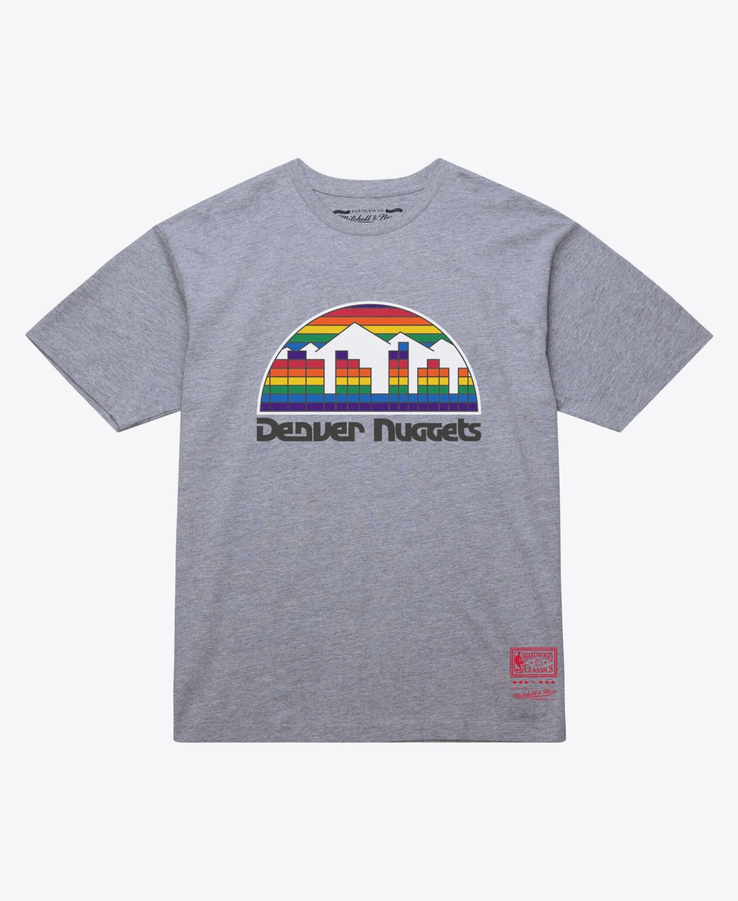 Men's and Women's Heather Gray Denver Nuggets Hardwood Classics Arch T-Shirt