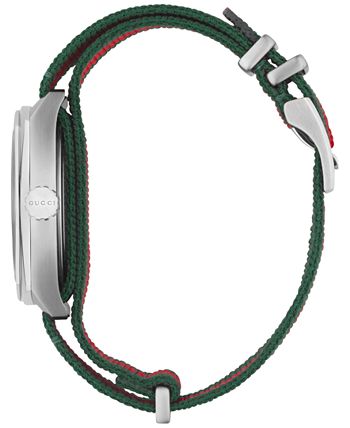 Gucci - Men's Swiss Cushion Green-Red-Green Web Nylon Strap Watch 41mm YA142305