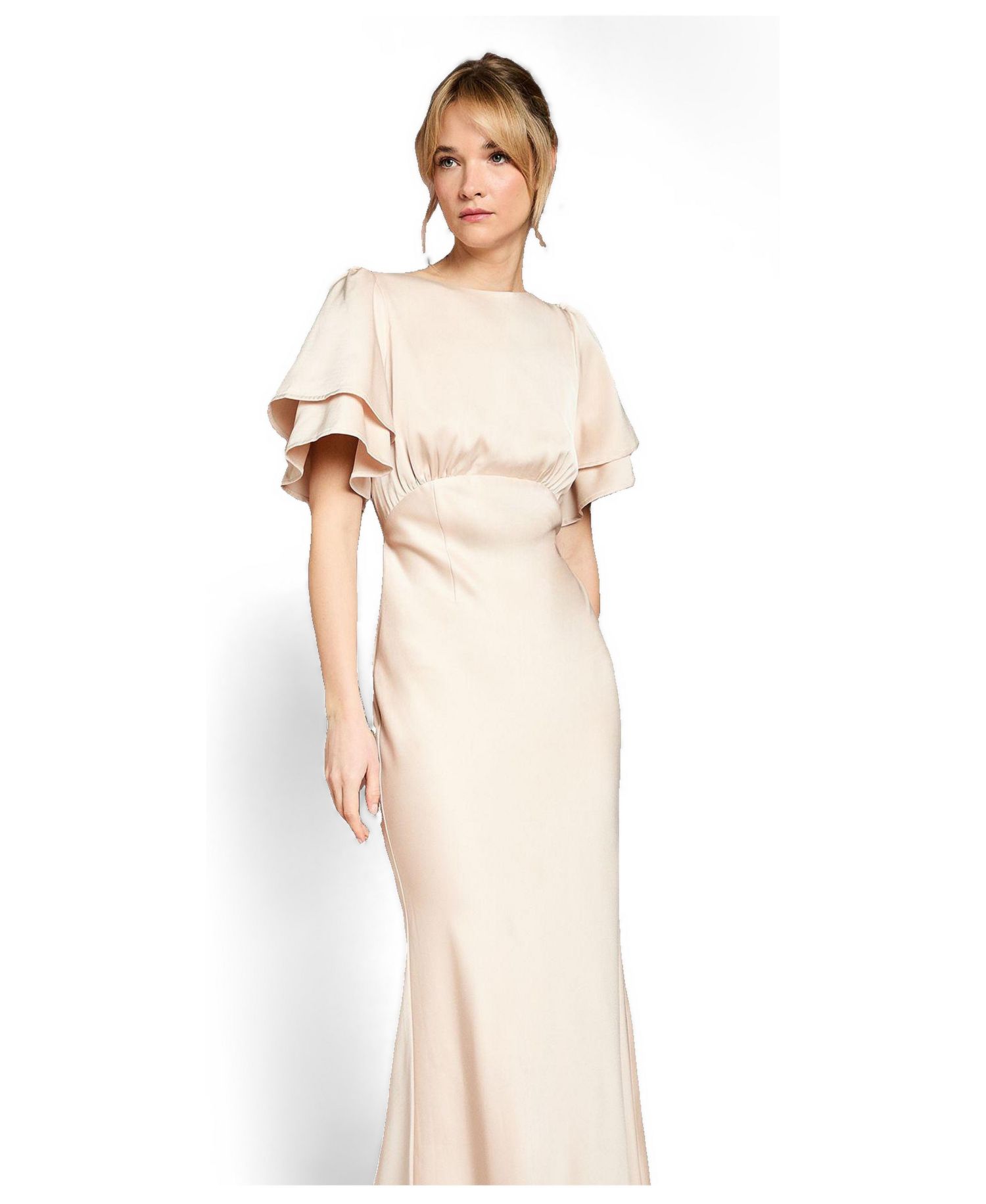 Women's High Neck Crepe Maxi Dress