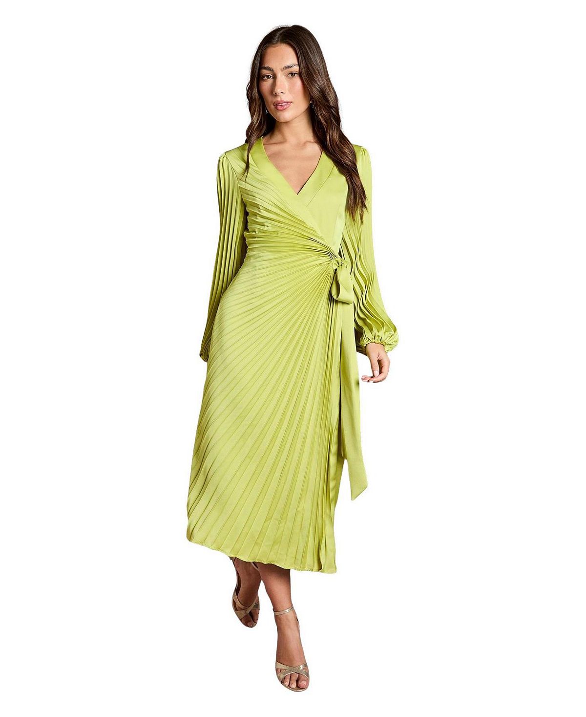 Coast Women's Satin Long Sleeve V-Neck Wrap Dress view 1 — MAYCSS fashion products