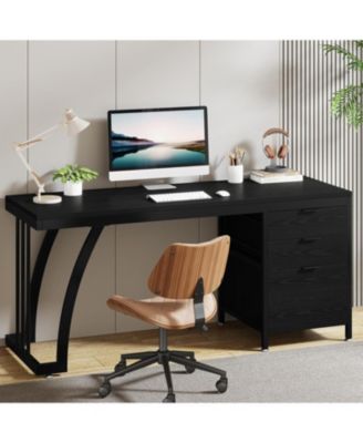 Computer Desk with 3 Drawers, PC Desk with Reversible Drawers,Study Writing Table Workstation,File Storage for Home Office