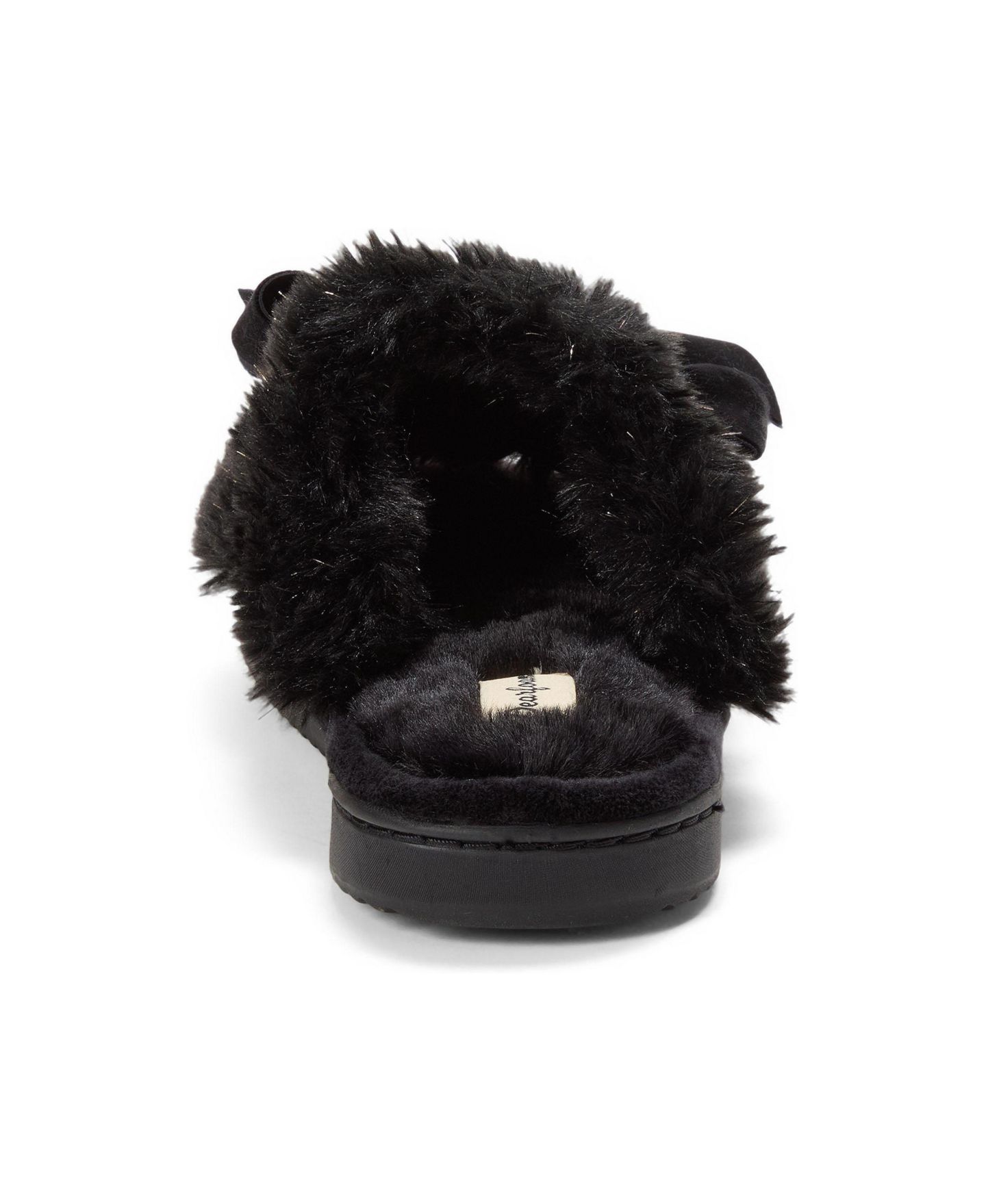 Женские тапочки Dearfoams Bianca Pile Slide Slipper with Bow, цвет: Чёрный — фото 3