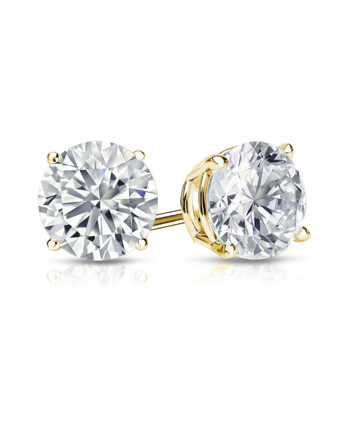 Suzy Levian Sterling Silver Cubic Zirconia Round-Cut Classic Stud Earrings