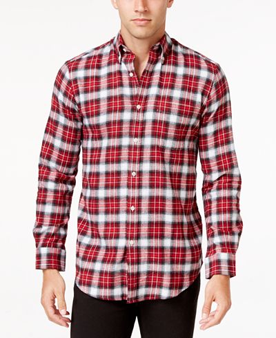 John Ashford Men's Big and Tall Long-Sleeve Plaid Shirt, Only At Macy's