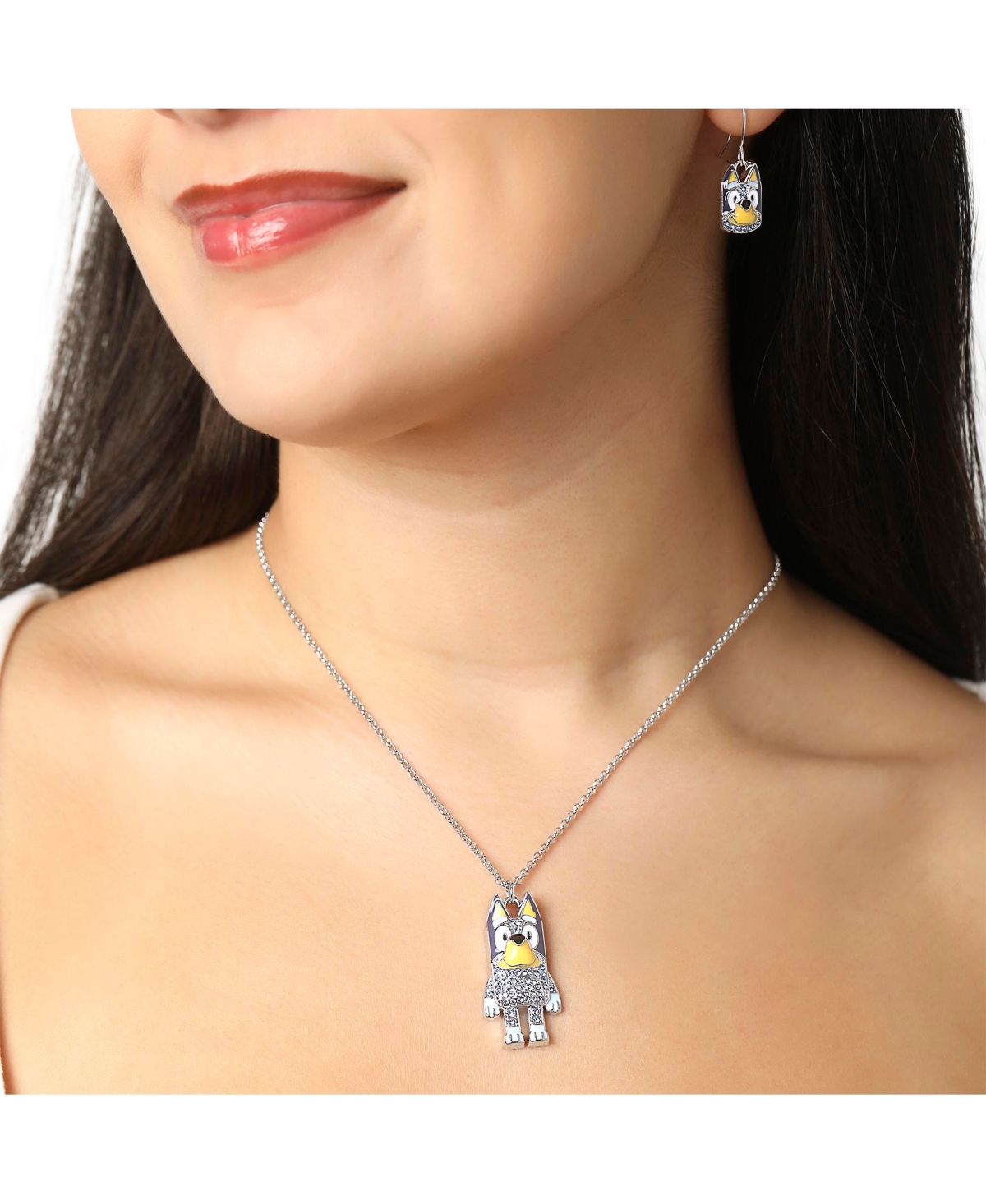 Bluey Pendant Necklace and Fish Hook Earrings Set, Official License