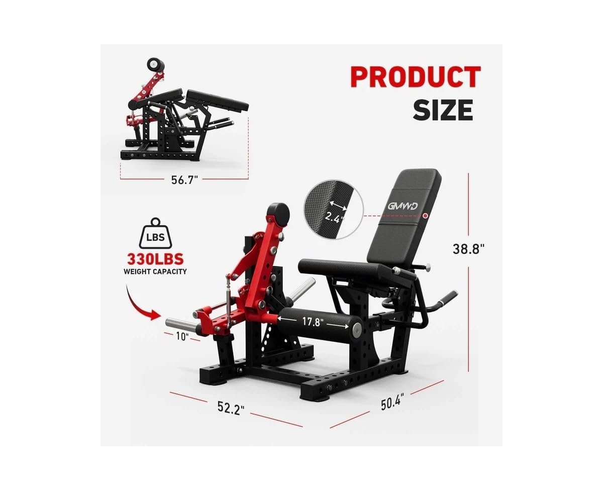 Mikolo Leg Extension and Curl Machine Adjustable Plate Loaded Seated Leg Extension and Lying Leg Curl for Home Gym