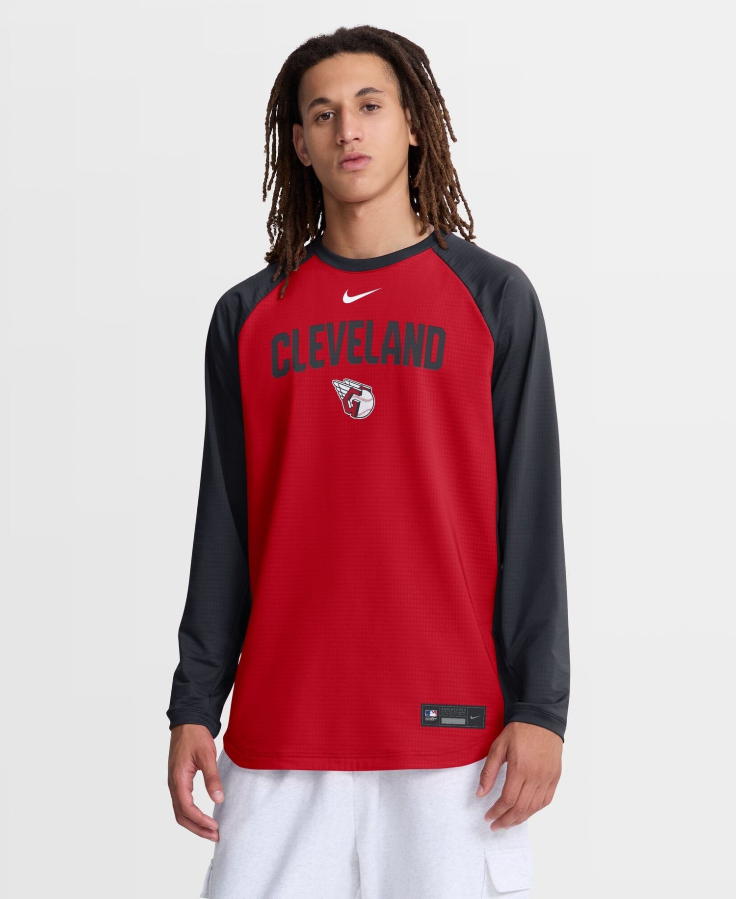 Men's Red Cleveland Guardians Authentic Collection Raglan Dri-FIT Sweatshirt