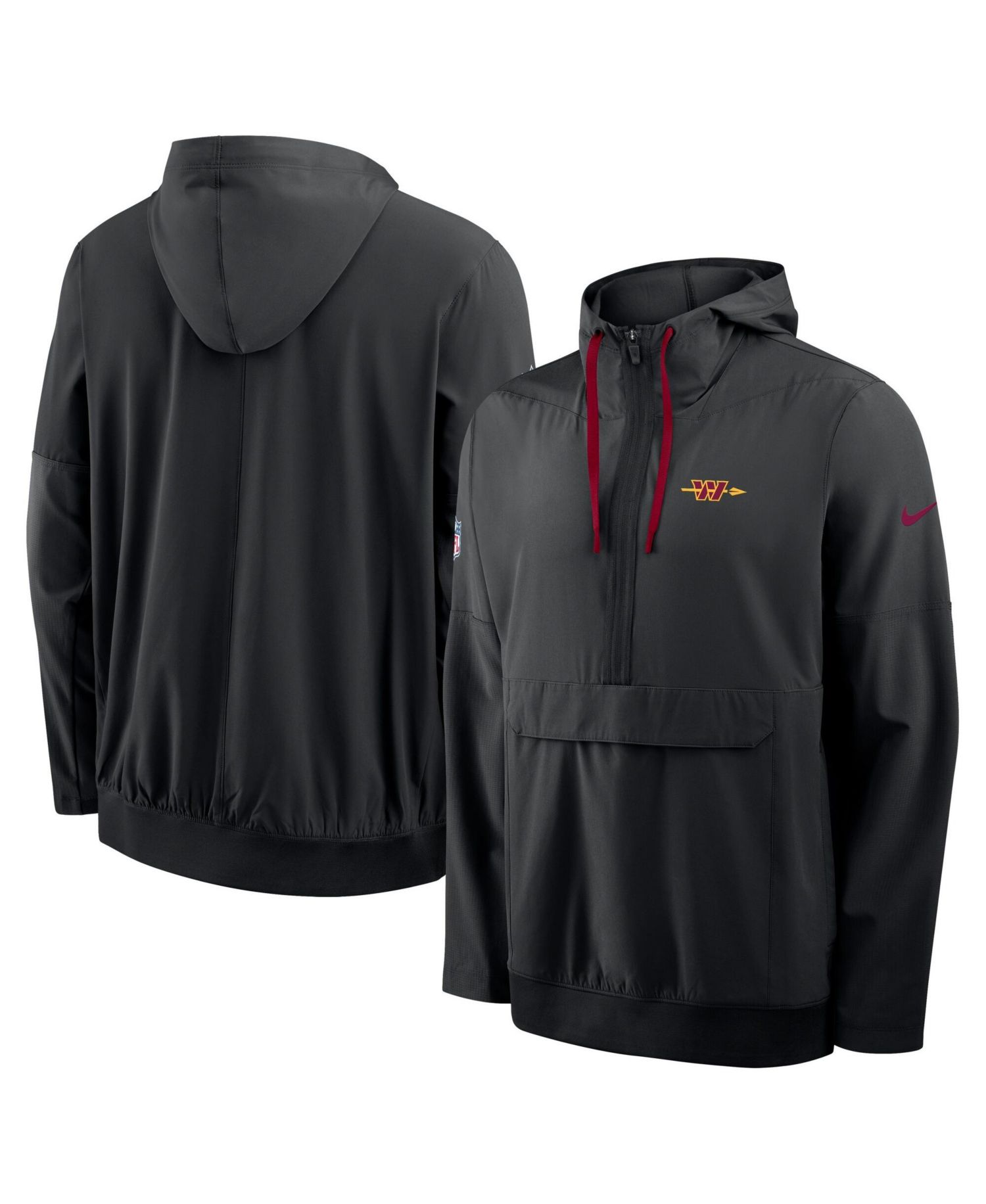 Men's Black Washington Commanders Alt Anorak Half-Zip Hooded Jacket