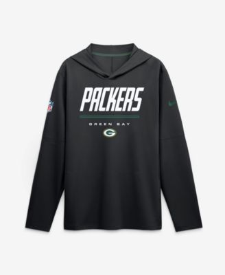 Men's Black Green Bay Packers Sideline Lightweight Long Sleeve Dri-FIT Hoodie